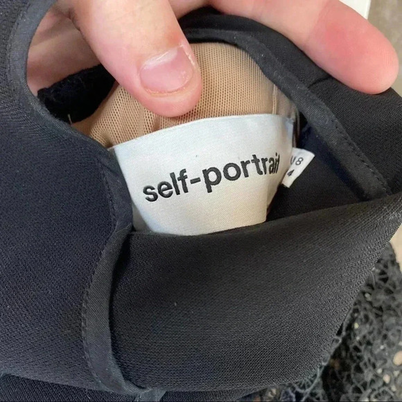 Self-Portrait Black Tiered Lace Mini Dress – Size 4 (US) - Picture 6 of 7